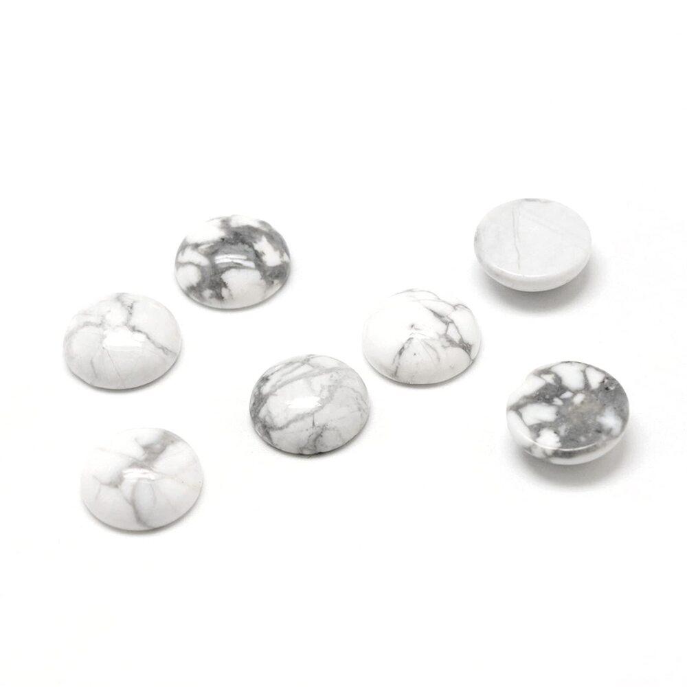 3191 100Pcs 6mm Natural Howlite Cabochons Half Round Stone Beads Flat Back
